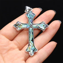 Load image into Gallery viewer, Aqua Spring Shell Stainless Cross Charm (Chain Necklace Not Included)
