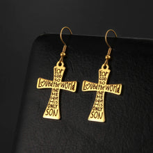 Load image into Gallery viewer, John 3:16 Cross Love Stainless Steel Earrings
