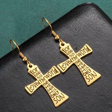 Load image into Gallery viewer, John 3:16 Cross Love Stainless Steel Earrings
