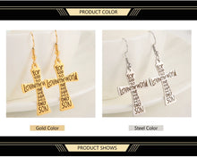 Load image into Gallery viewer, John 3:16 Cross Love Stainless Steel Earrings
