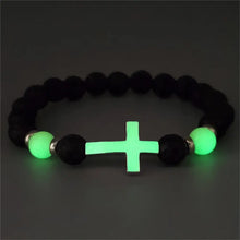 Load image into Gallery viewer, Be The Light, Carry Your Cross Midnight Stone Glow-In-The-Dark Bracelet
