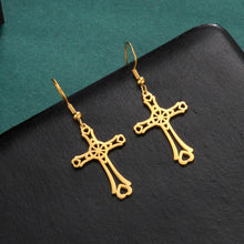 Load image into Gallery viewer, Vintage Cross Pew Stainless Steel Earrings
