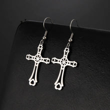 Load image into Gallery viewer, Vintage Cross Pew Stainless Steel Earrings
