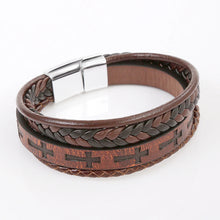 Load image into Gallery viewer, Traveler&#39;s Cross Leather Bracelet
