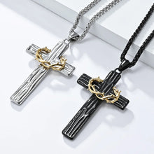 Load image into Gallery viewer, Crown Of Thorns Stainless Steel Cross Chain Necklace
