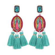 Load image into Gallery viewer, Mary Love Always Wins Purity of Heart Tassel Earrings
