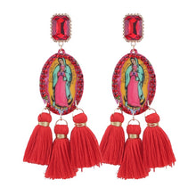 Load image into Gallery viewer, Mary Love Always Wins Purity of Heart Tassel Earrings
